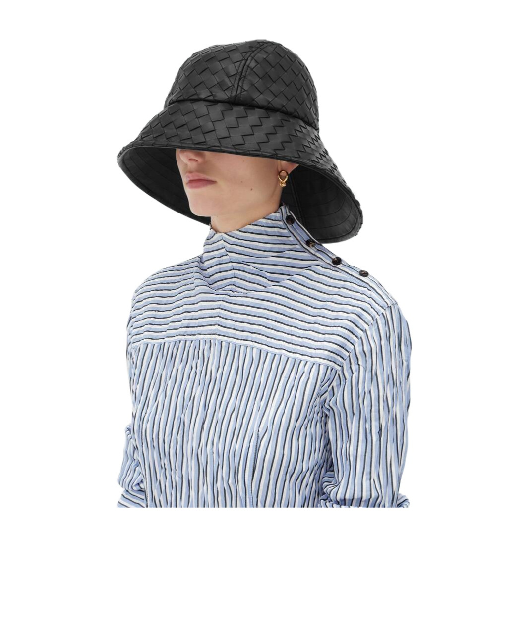 Shop Bottega Veneta Intrecciato Leather Hat In Blue