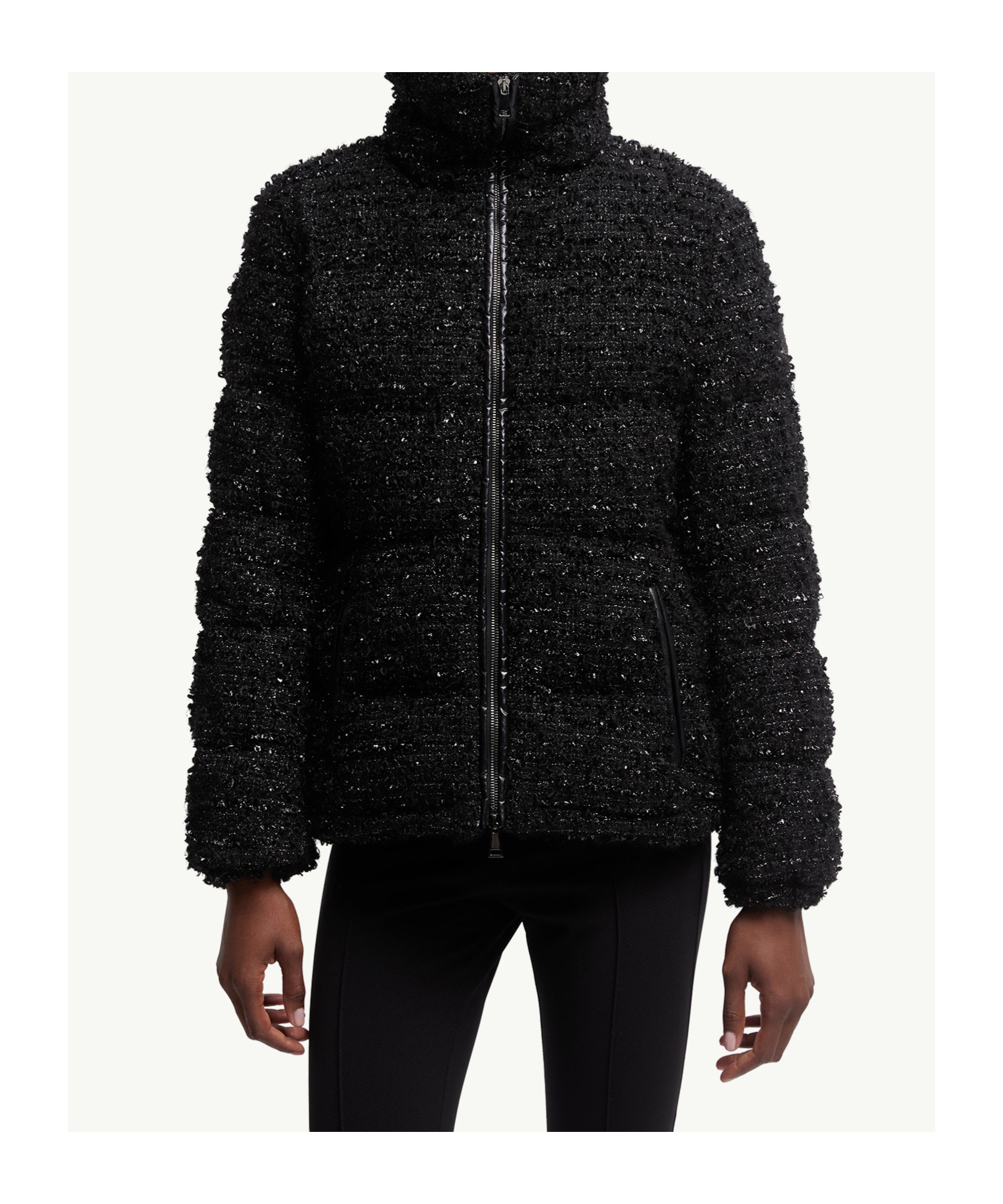 Moncler Urbel Tweed Down Puffer Jacket In Black