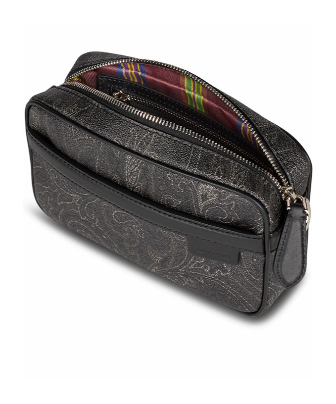 Etro Paisley Camera Case With Shoulder Strap In Black