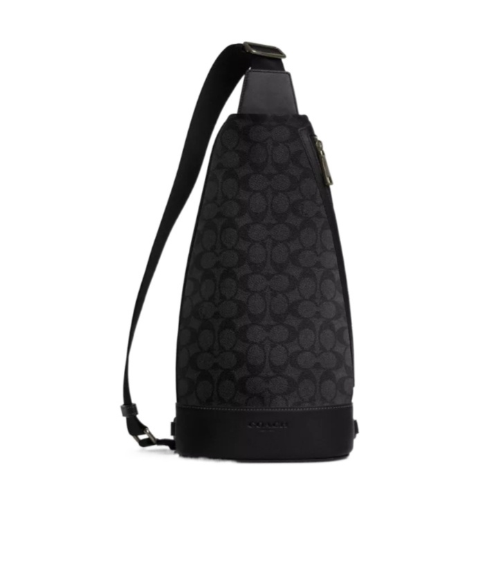 Coach Dominic Sling Pack In Signature Canvas In Bronze/carbon Gray/black