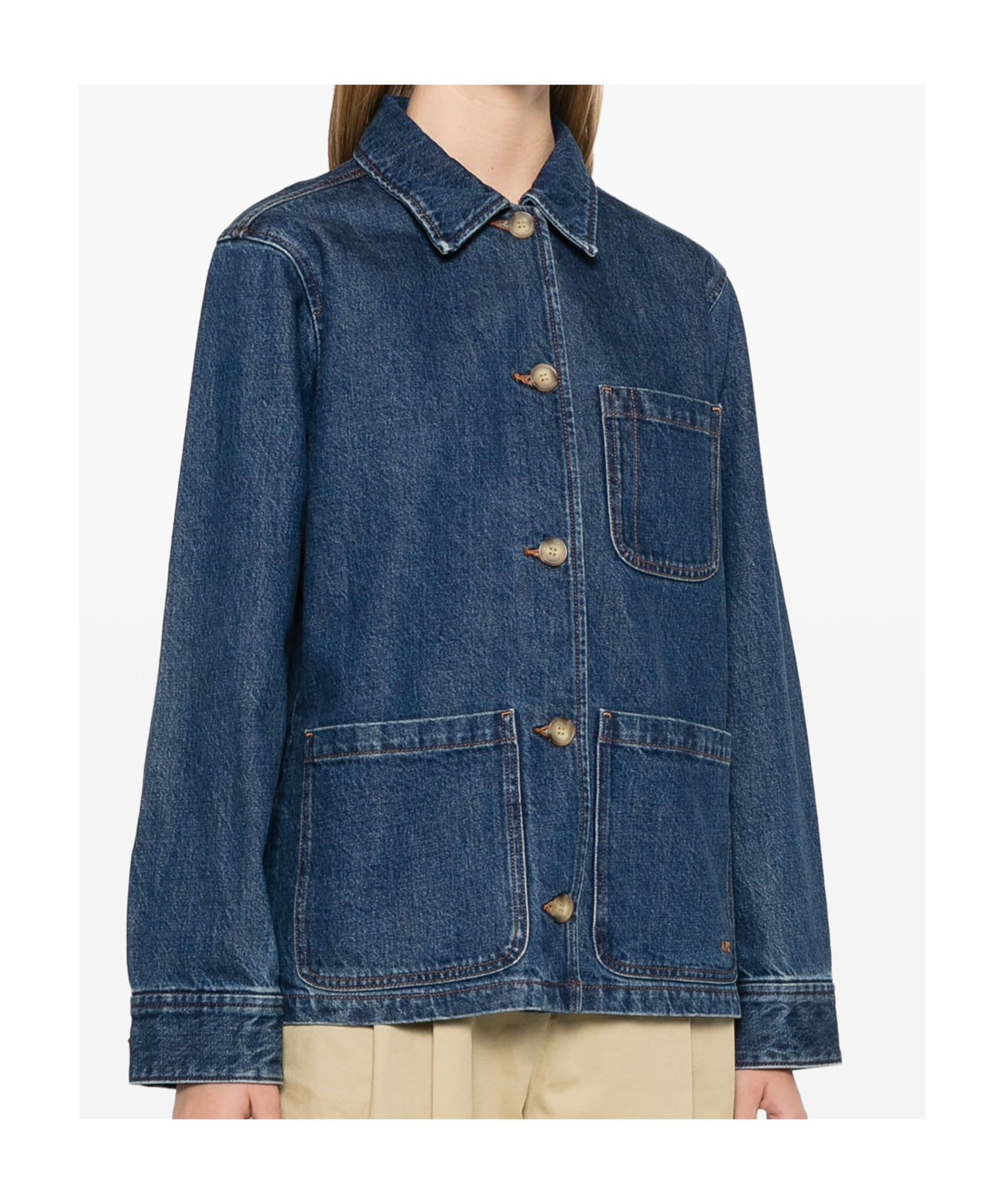 Shop Apc Silvana Denim Jacket In Blue