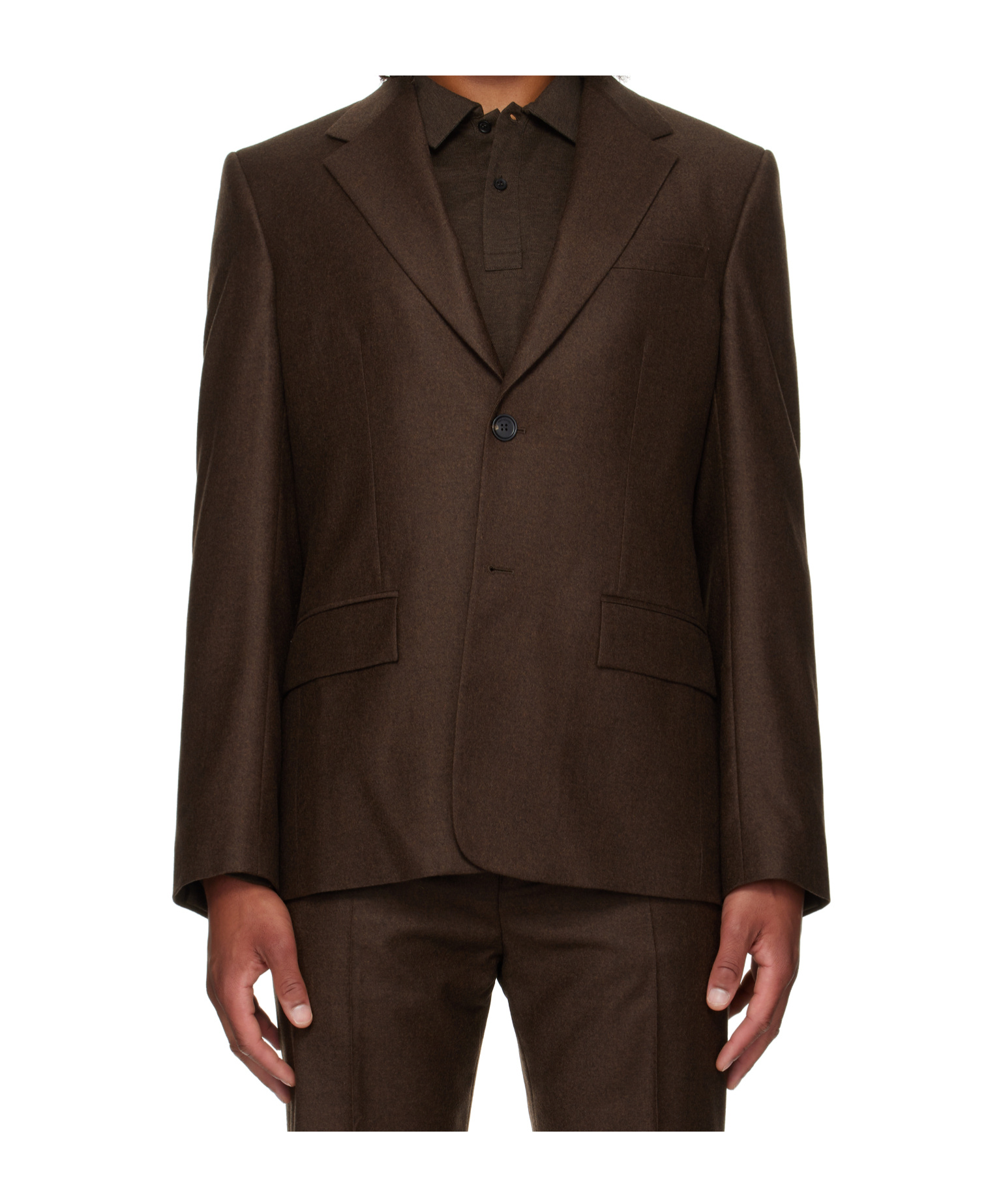Ferragamo Single Breasted Flannel Blazer In Brown