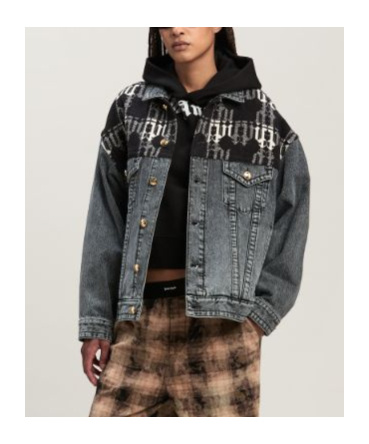 Palm Angels Monogram-jacquard Denim Jacket In Black