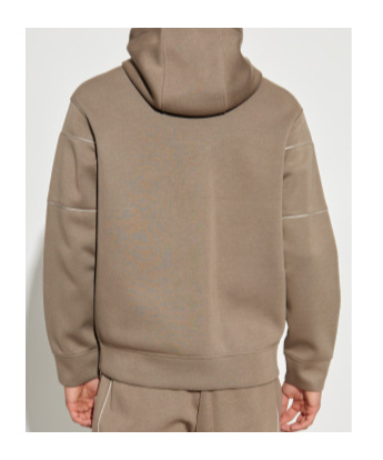 Emporio Armani Double Jersey Hoodie With 3d Logo In Brown