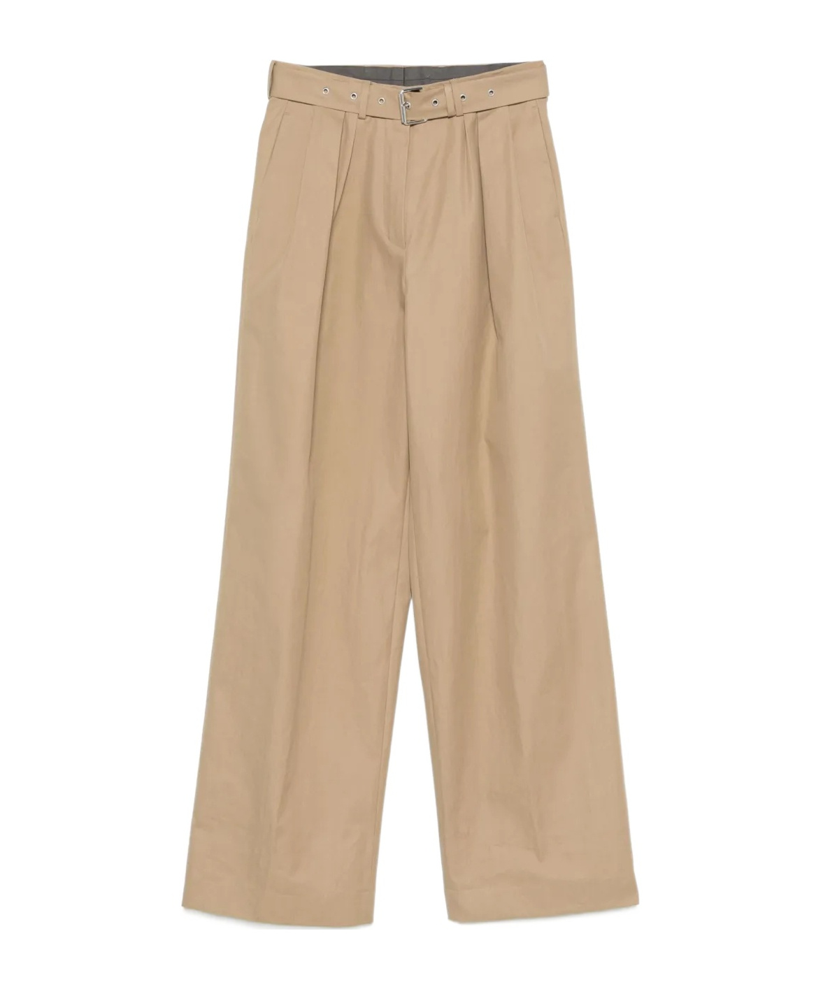 Dries Van Noten Wide-leg High Waist Trousers With Pleats And Pockets In Beige