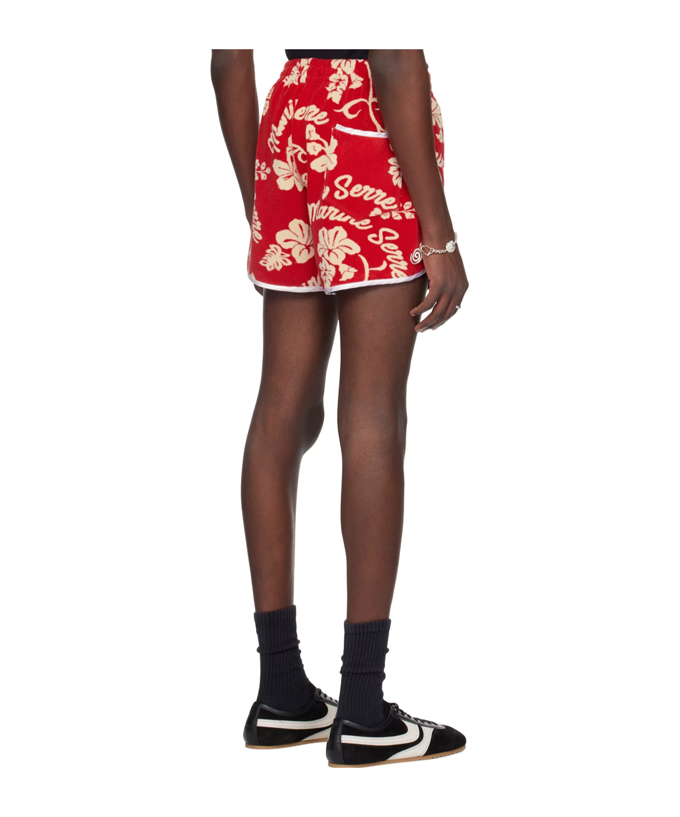 Marine Serre Red Towel Shorts In Red