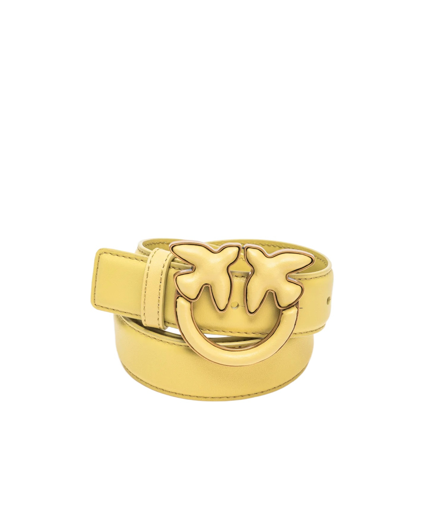 Pinko Belt With Leather-covered Buckle, 3 Cm In Yellow