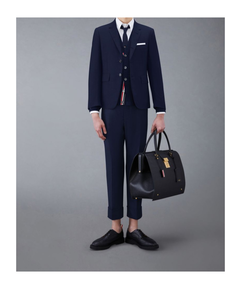 Thom Browne Jersey Stitch Relaxed Fit V Neck Cardigan In Fine Merino Wool With 4 Bar Stripes In Black