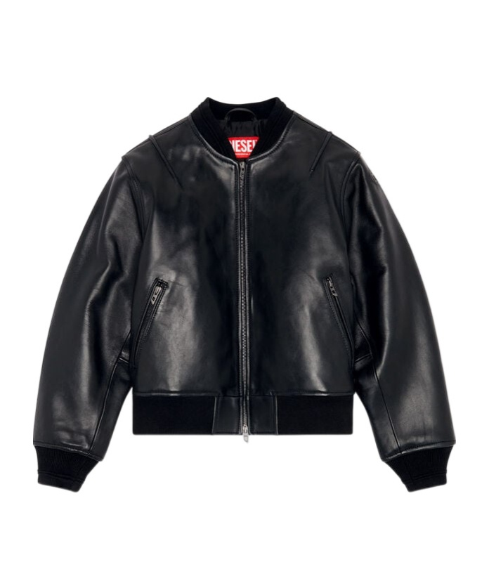 Diesel L-ilan Leather Jacket In Black