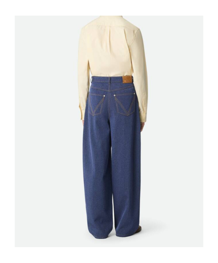 Bottega Veneta Wool-blend High-waist Jeans In Blue