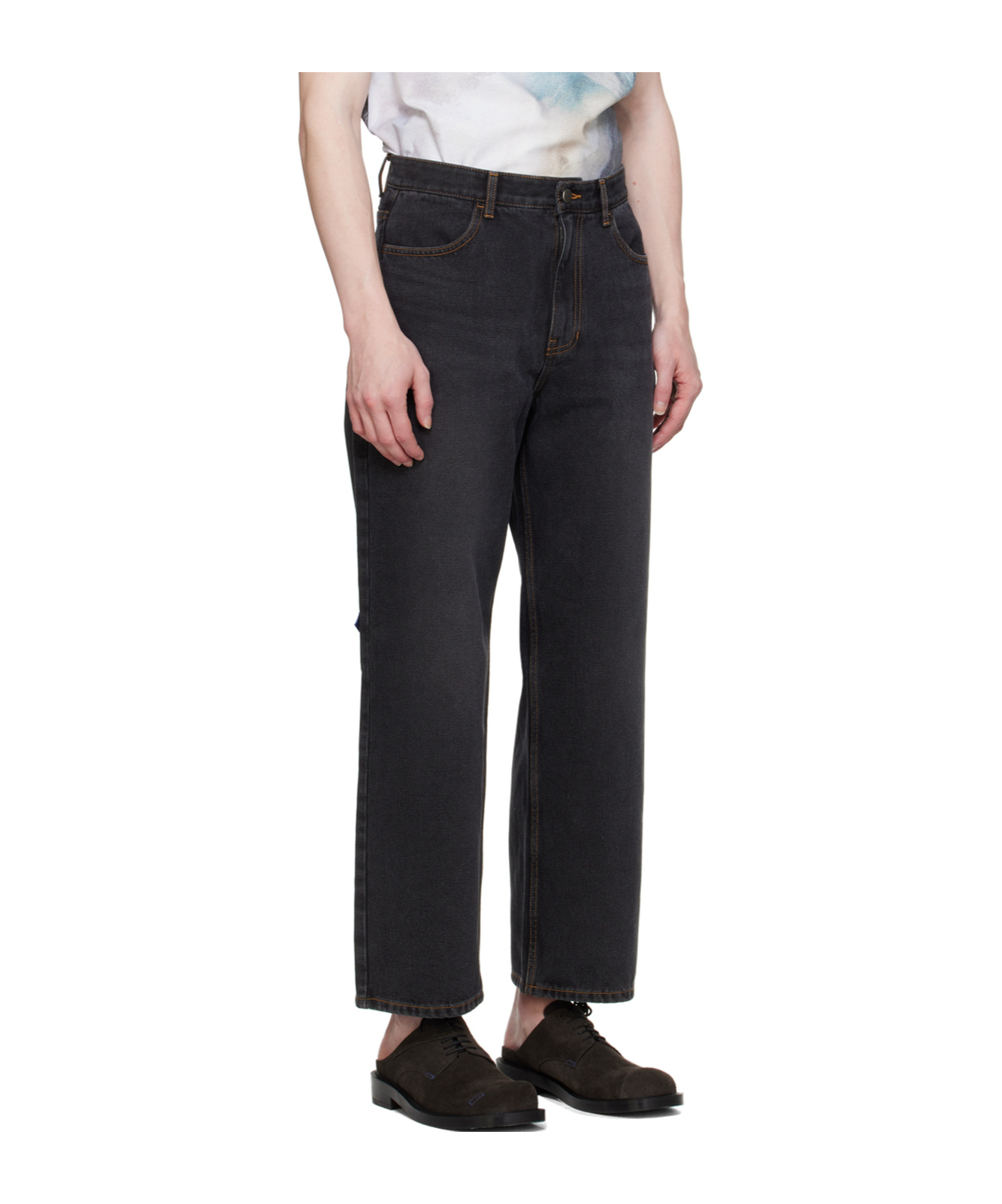 Ader Error Belt Loop Logo Jeans Pants In Black