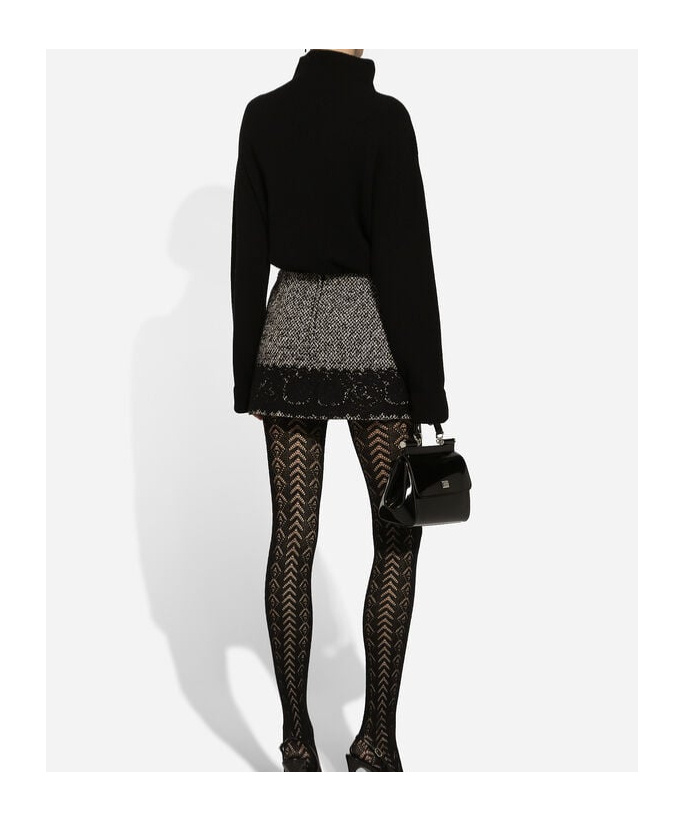 Dolce & Gabbana Short Skirt With Lace Insert In Black