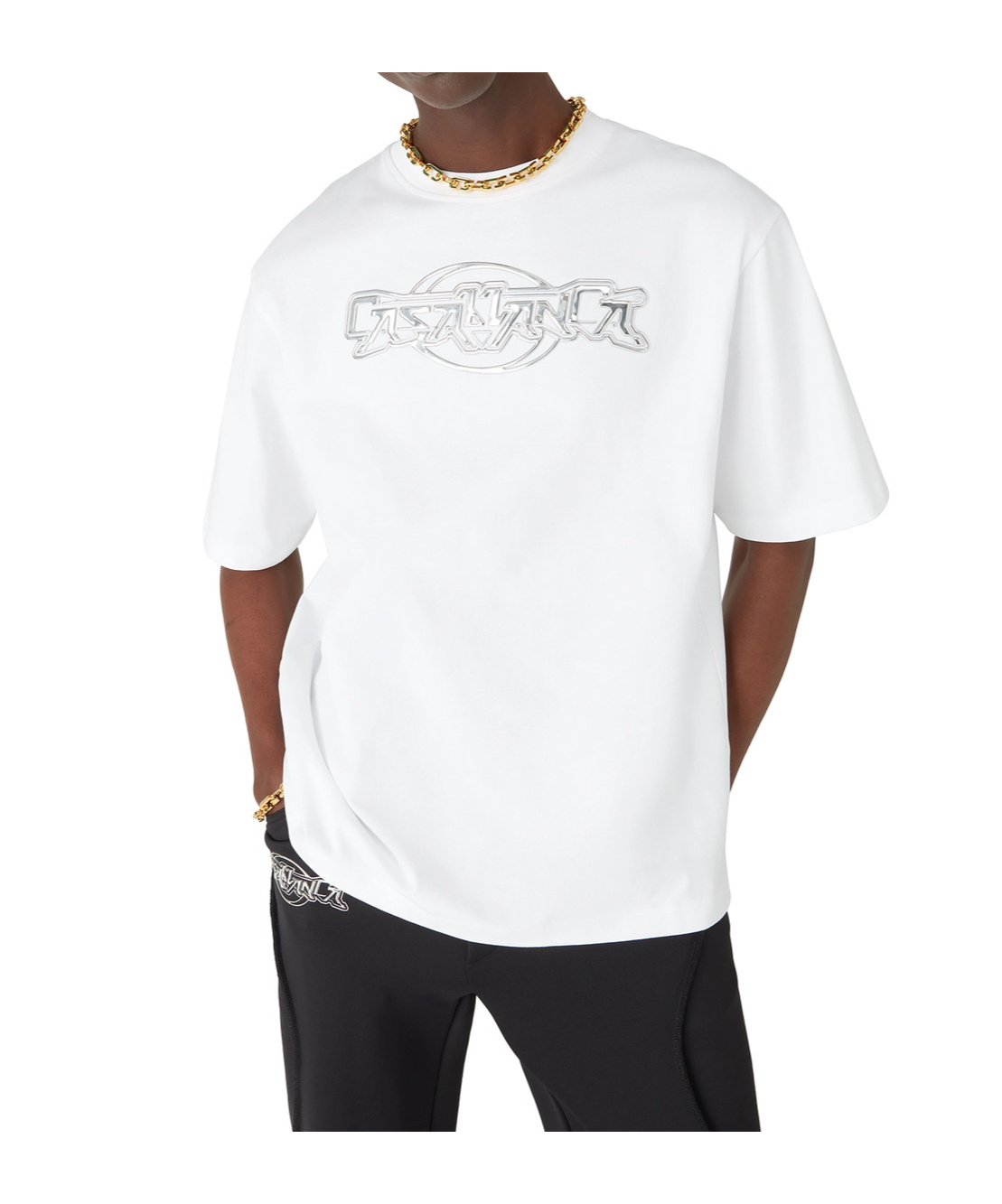 Casablanca Oversize Crew Neck T-shirt With Graphic Print In White