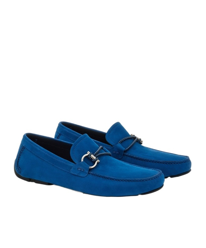 Ferragamo Parigi Suede Loafers In Blue