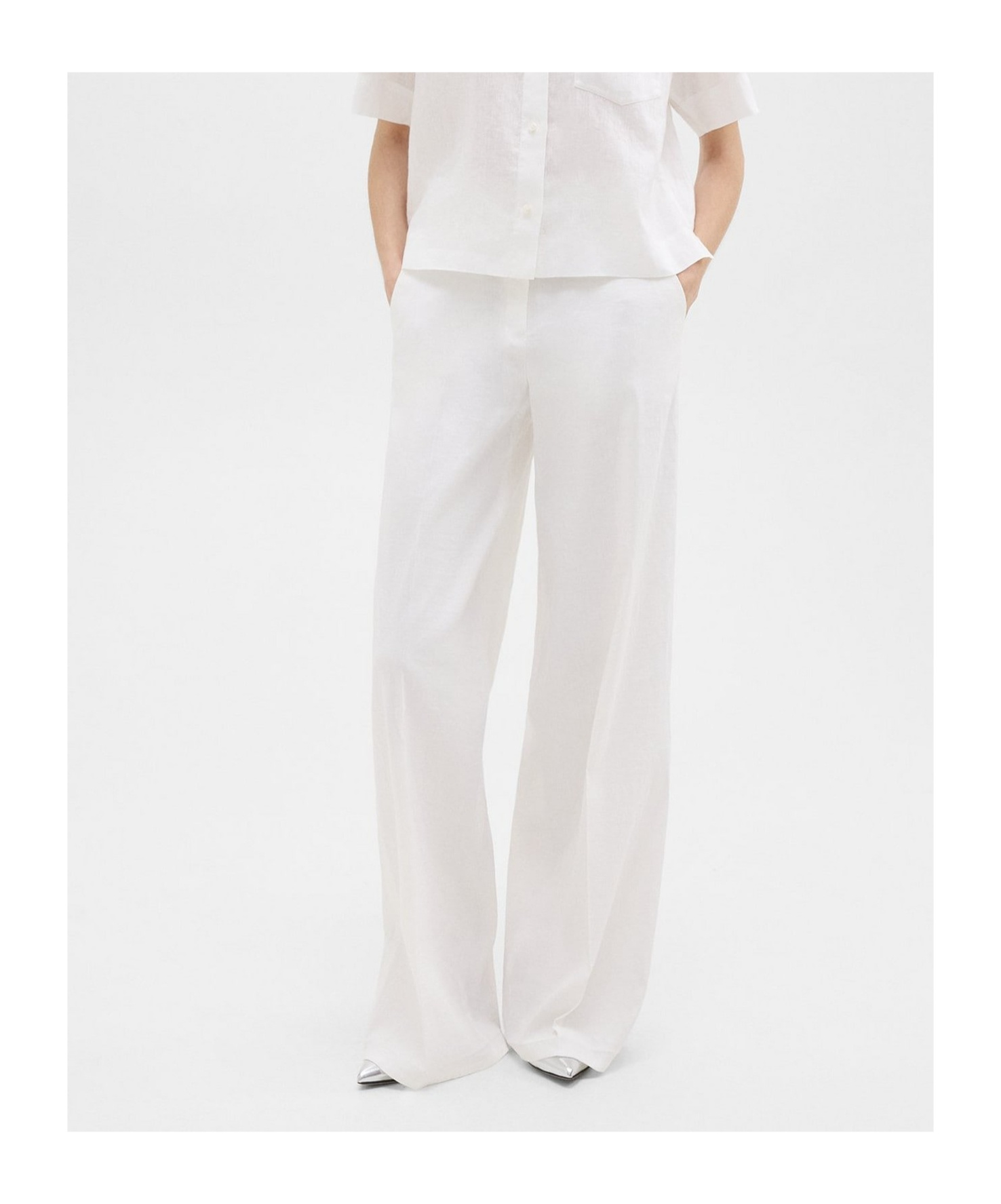 Theory Wide-leg Casual Pants In White