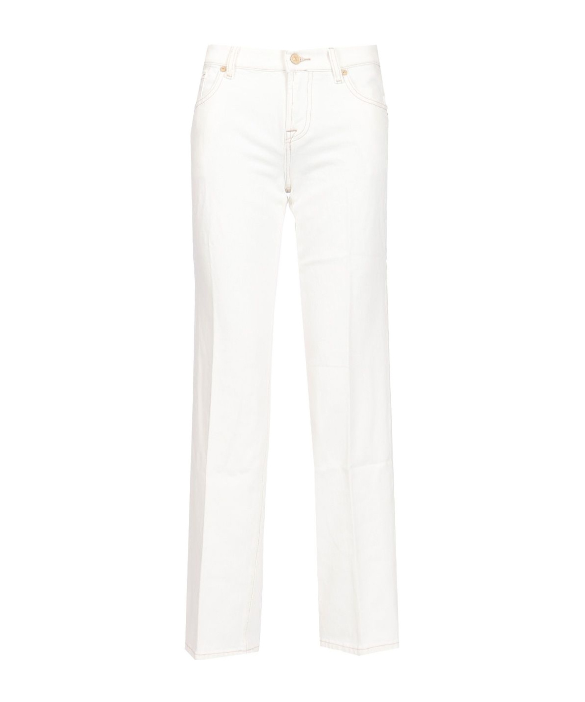 7 For All Mankind Calie Straighnt Cropped Jeans In White