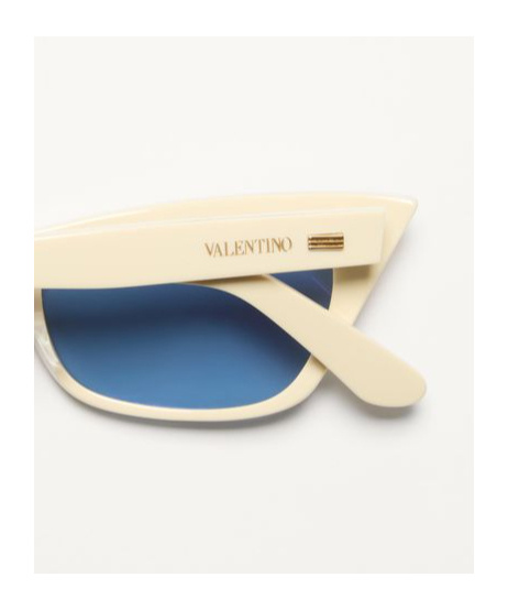 Valentino Occhiale Cat-eye In Acetato In Ivory/blue