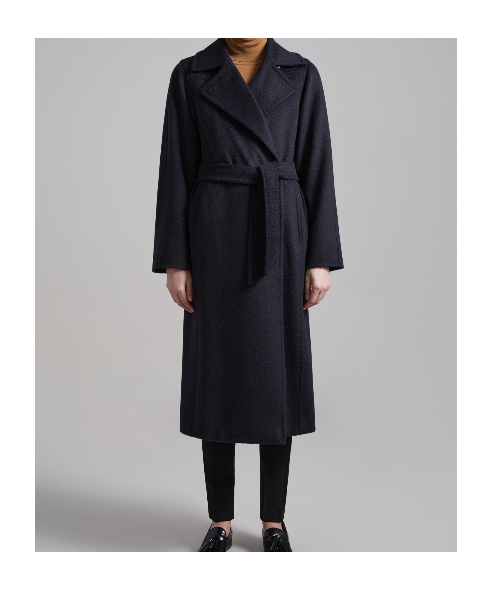 Max Mara Manuela Icon Belted Wool Coat In Black
