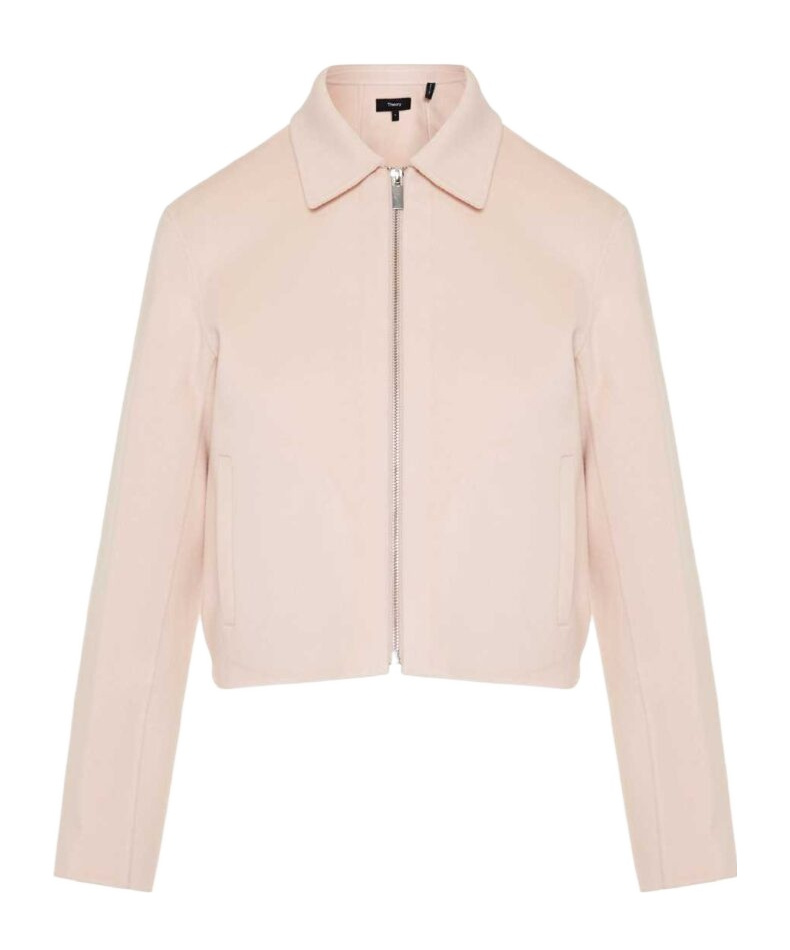 Theory Blouson Jacket In Double-face Wool-cashmere In Nude