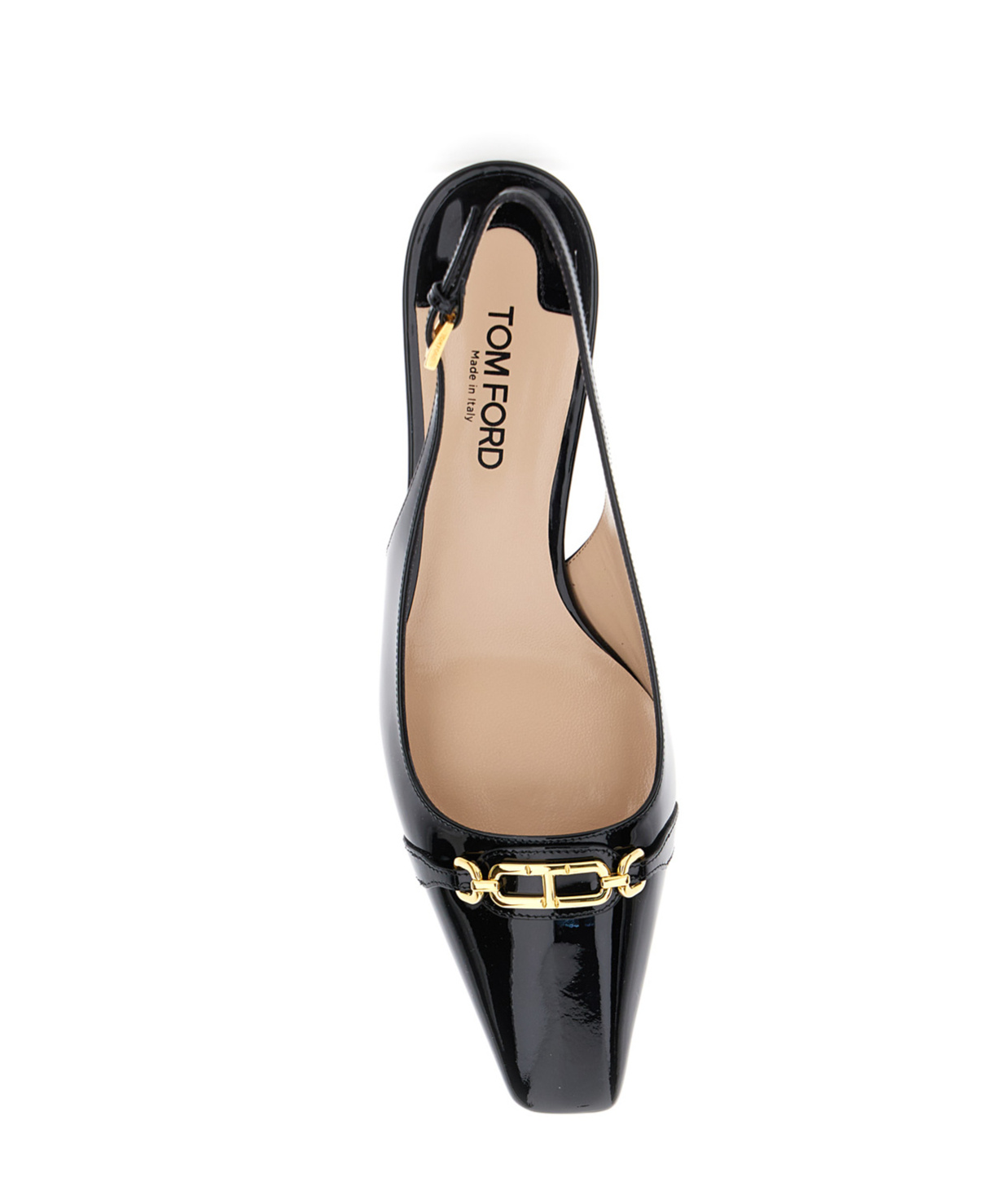 Tom Ford Black Slingback Pumps With T Logo Detail In Patent Leather Woman In Black