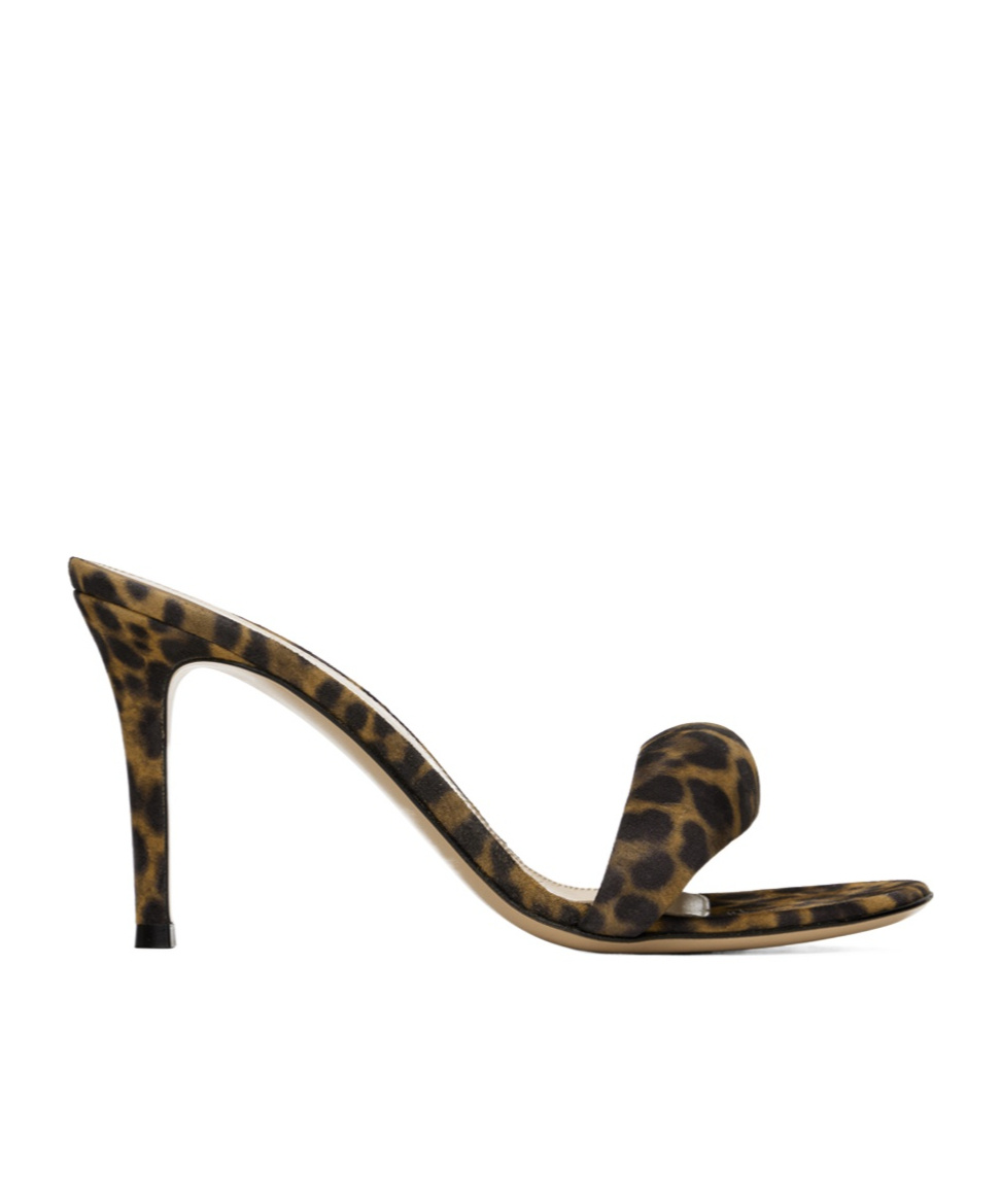 Gianvito Rossi Bijoux 85 Leopard-print Leather Mules In Green