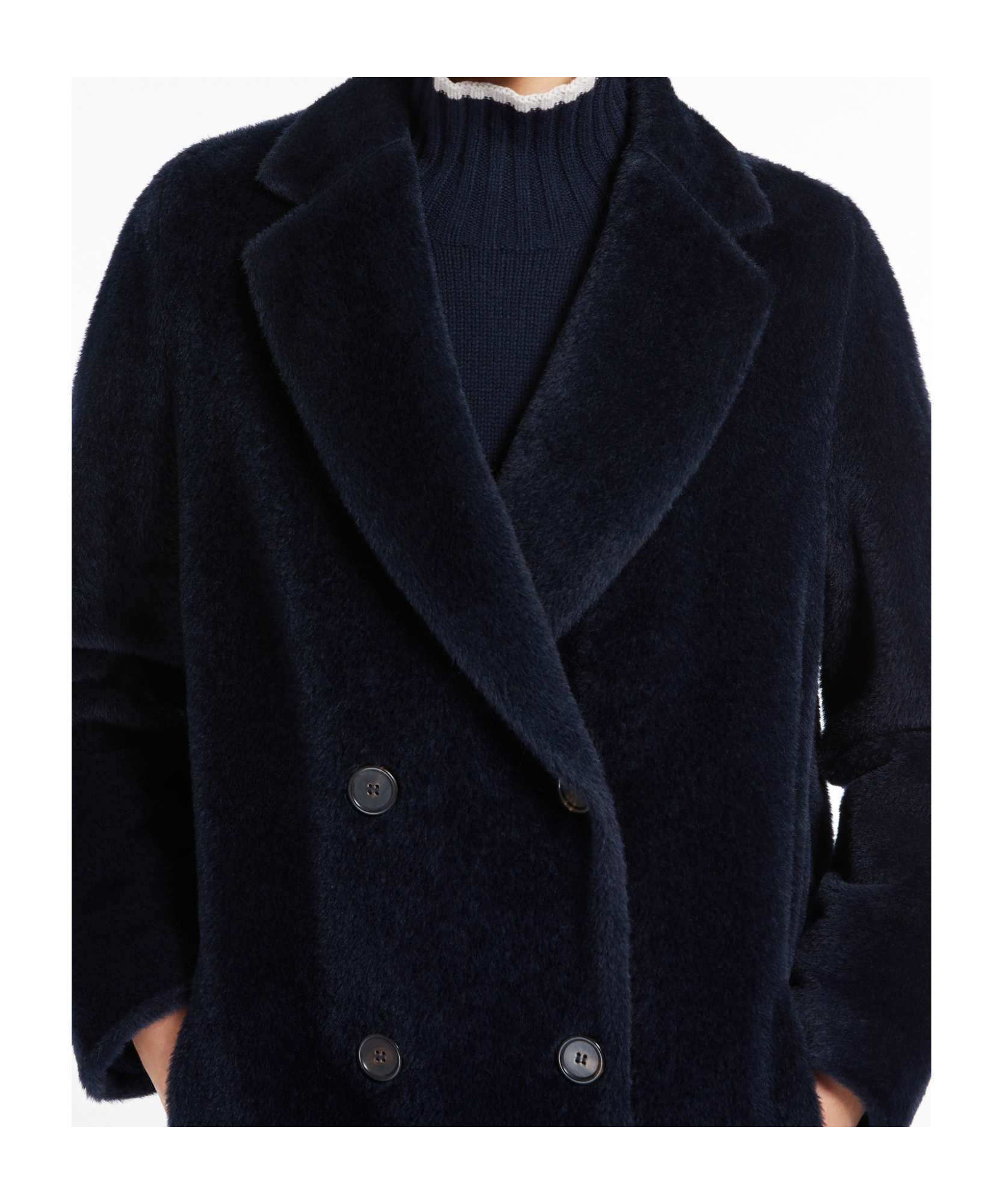 Shop Max Mara 's Double-breasted Long-sleeved Coat In Black