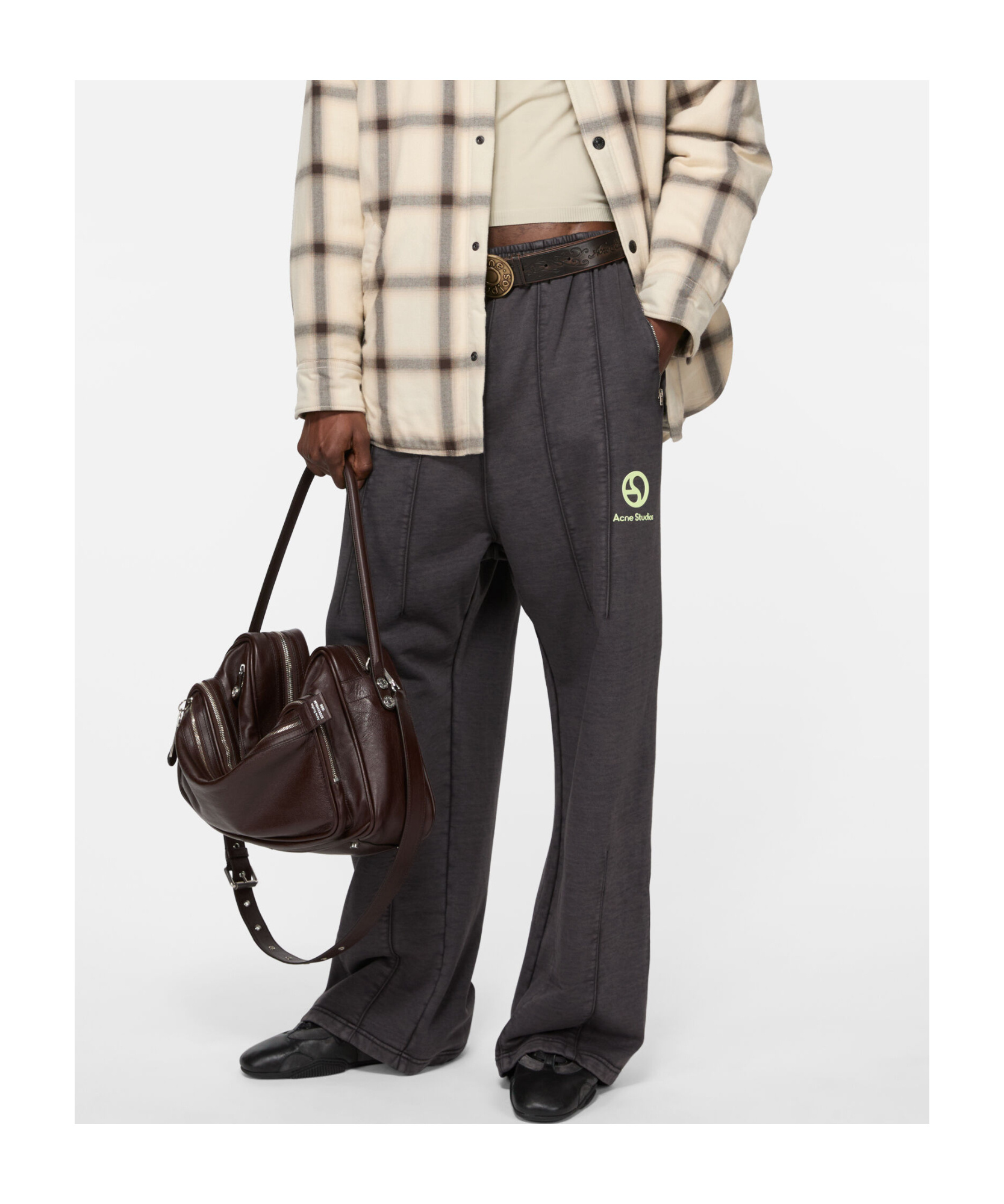 Acne Studios Logo-print Elasticated-waist Trousers In Gray