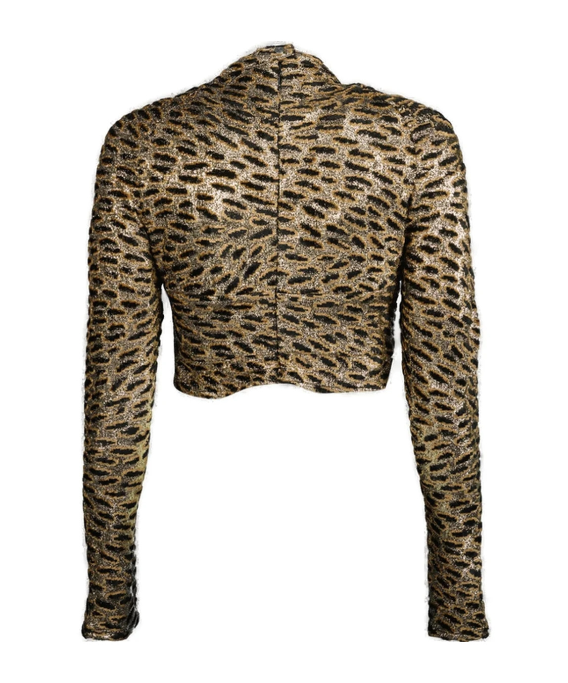 Rabanne Animal-print Long-sleeve Top In Brown
