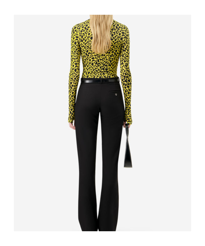 Coperni Leopard Print Turtleneck Sweater In Yellow