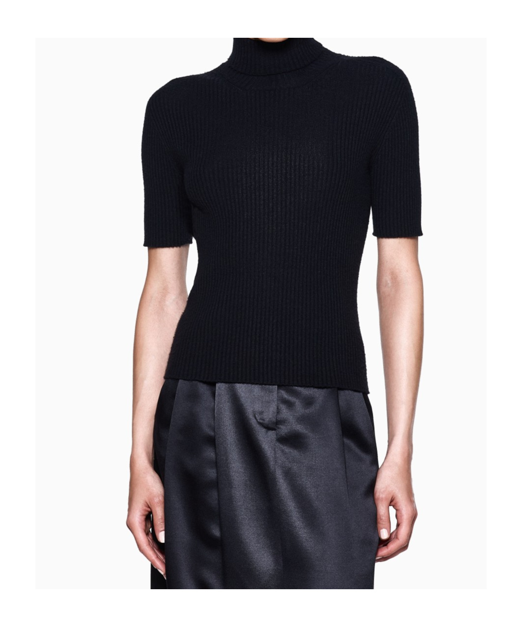 Giorgio Armani Short-sleeved Cashmere Rollneck Jumper In Black