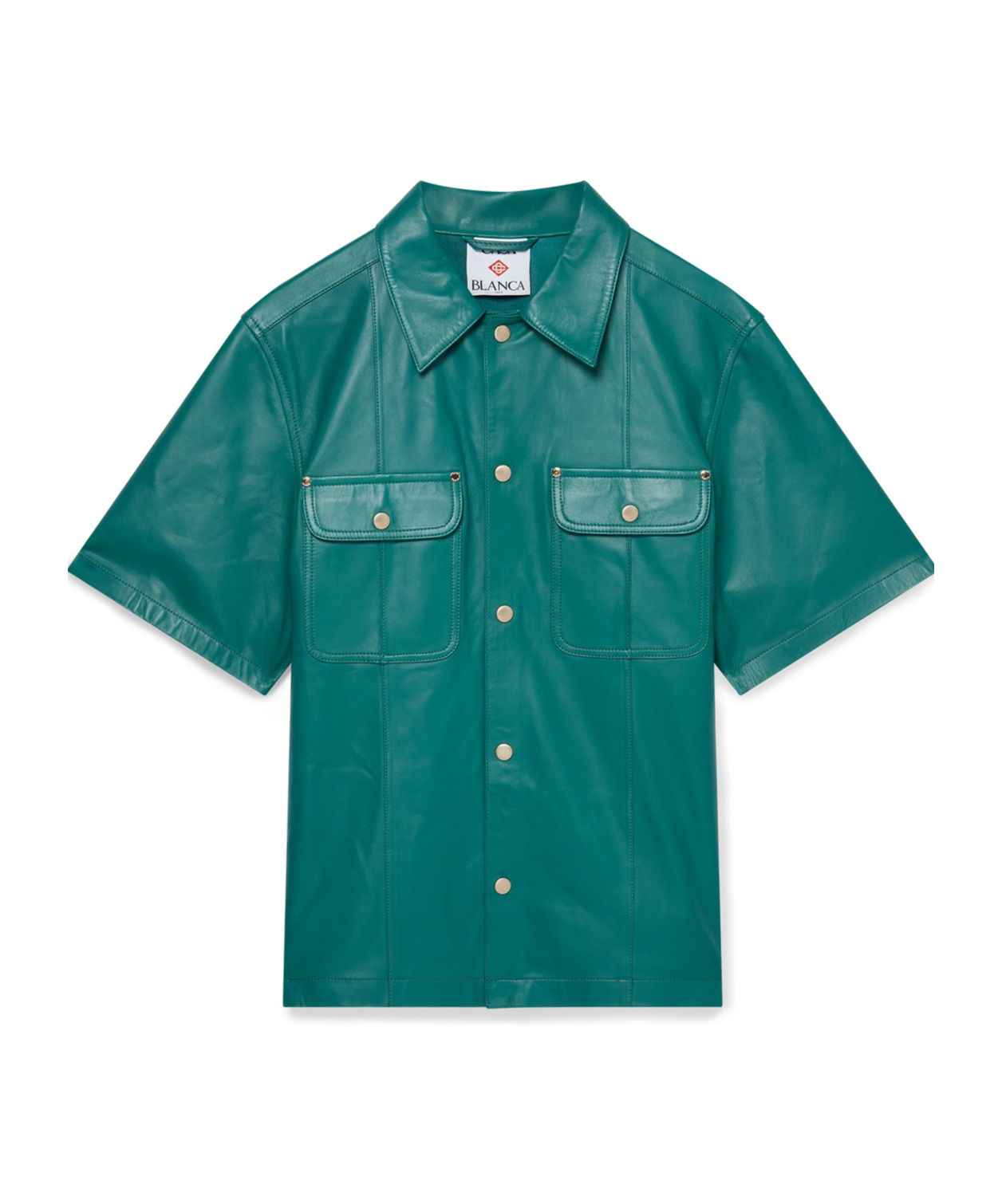 Casablanca Leather Short Sleeve Shirt In Green