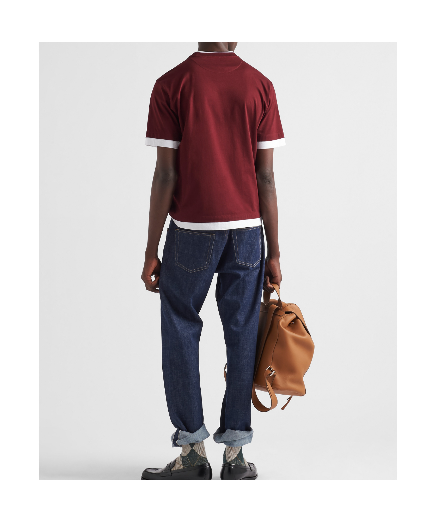 Prada Item O-neck Short-sleeved T-shirt In Garnet Red