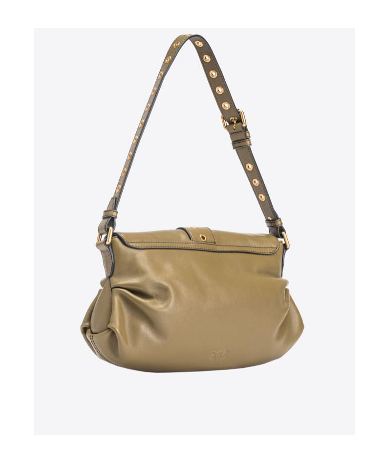 Pinko Classic Jolene Leather Shoulder Bag In Brown