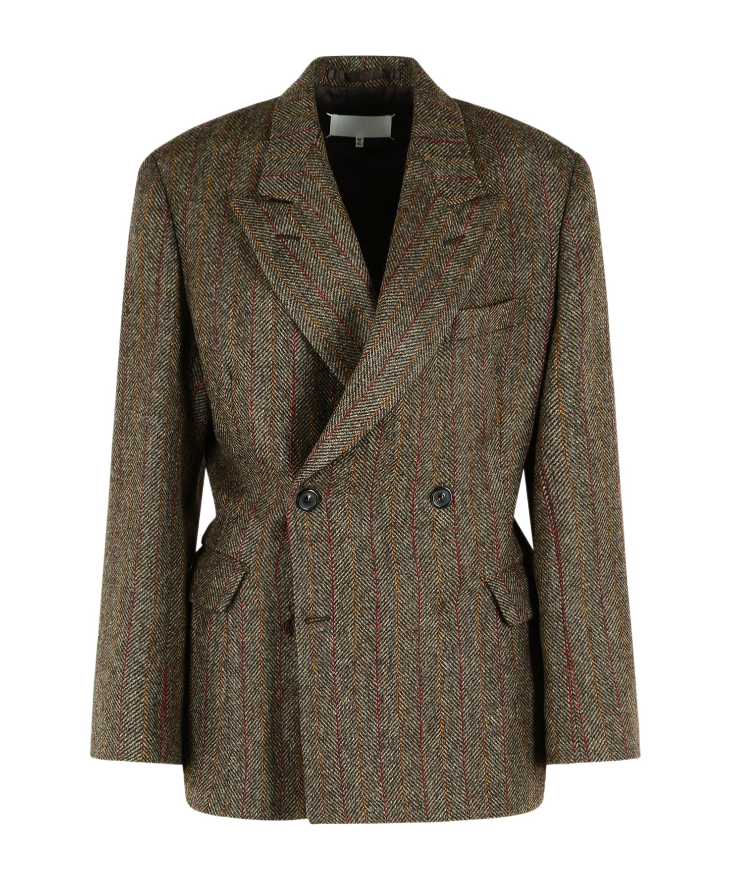 Maison Margiela Tailored Wool Blazer Notched Lapels In Brown