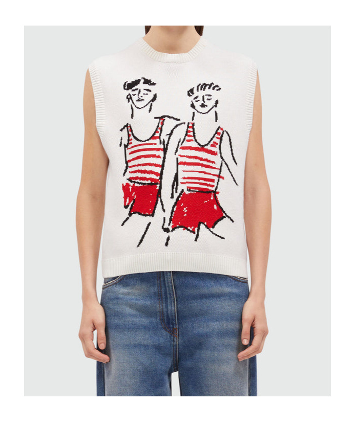 Msgm X Luke Edward Hall Sailors In Love Vest In White