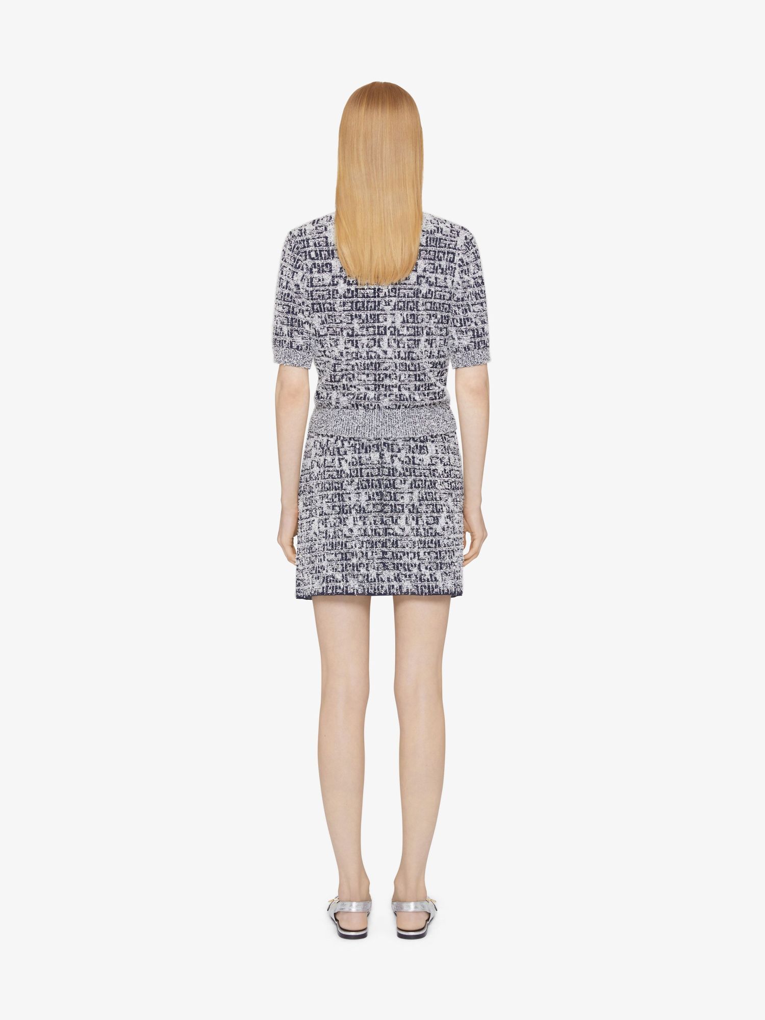 Givenchy Skirt In 4g Tweed With 4g Liquid Detail In Blue
