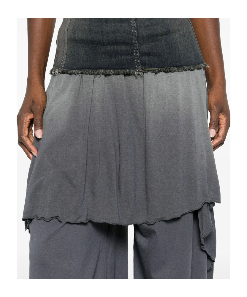 Diesel Logo-detail Ruffled Trousers In Gray