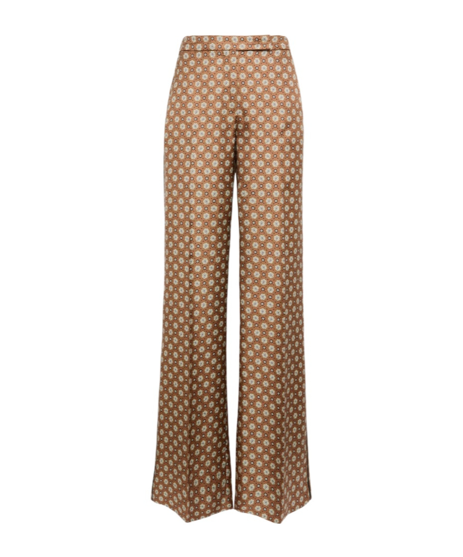 Dorothee Schumacher Printed Silk Twill Trousers In Brown