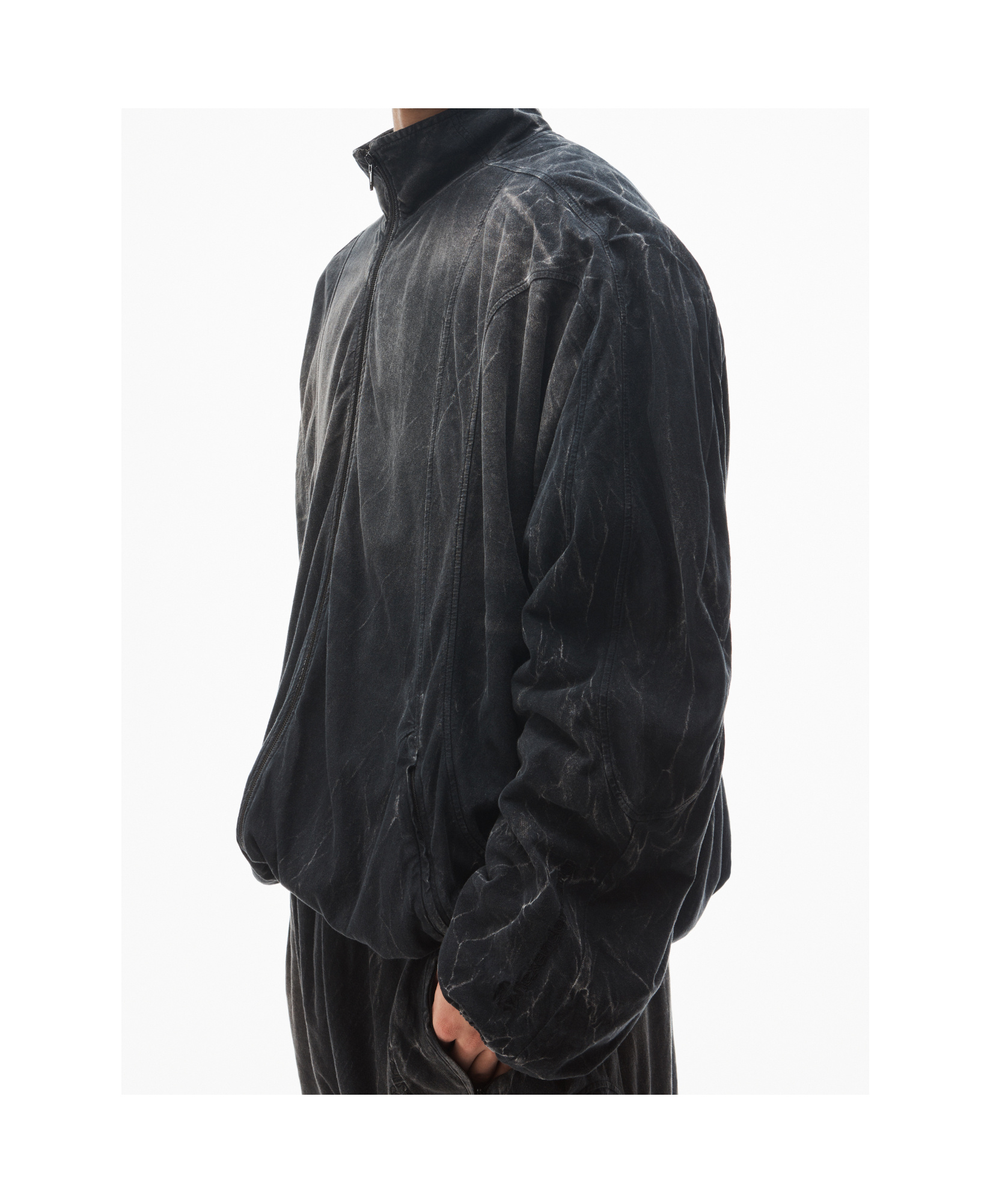 Alexander Wang Pleated Motorcycle Jacket In Black
