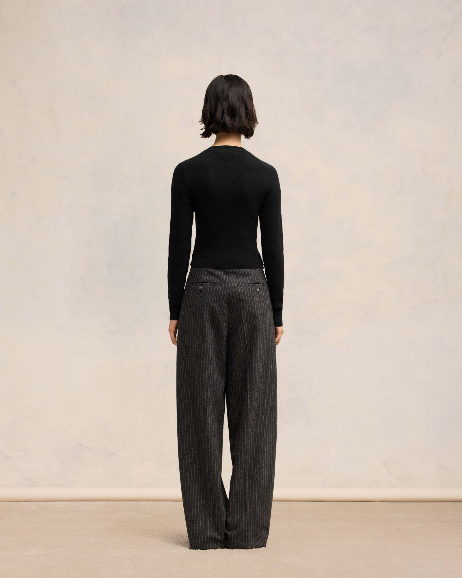 Ami Alexandre Mattiussi De Coeur Mesh Round-neck Sweater In Black