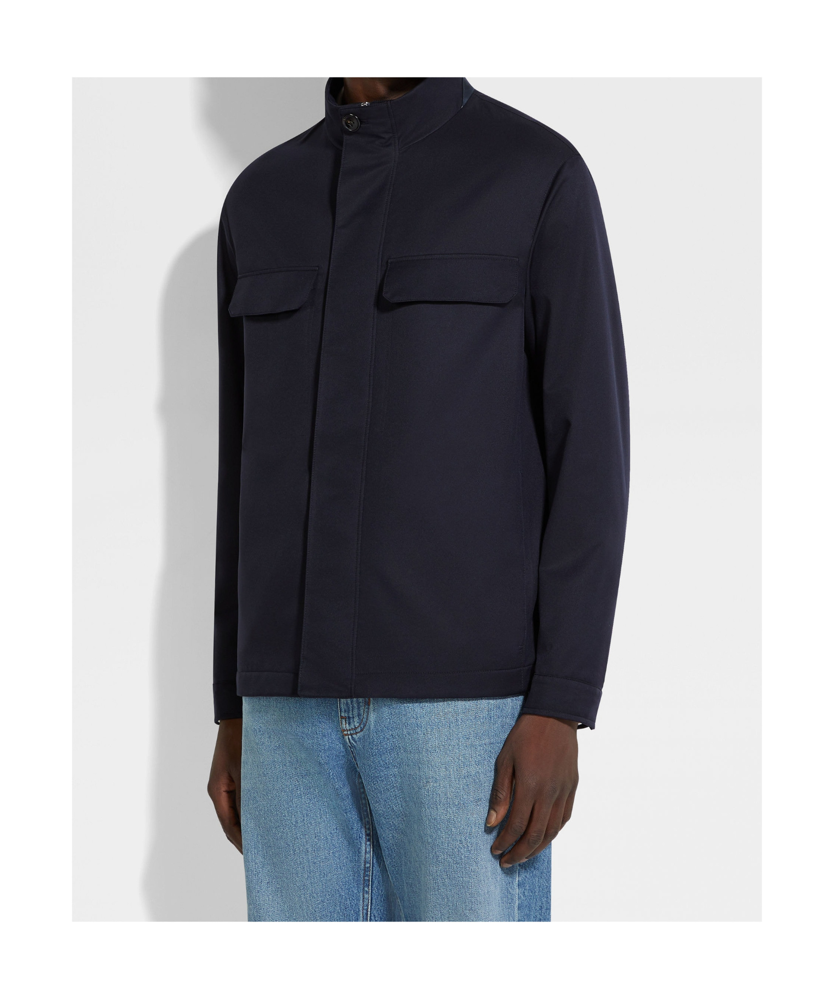 Shop Zegna Field Jacket In Navy Blue