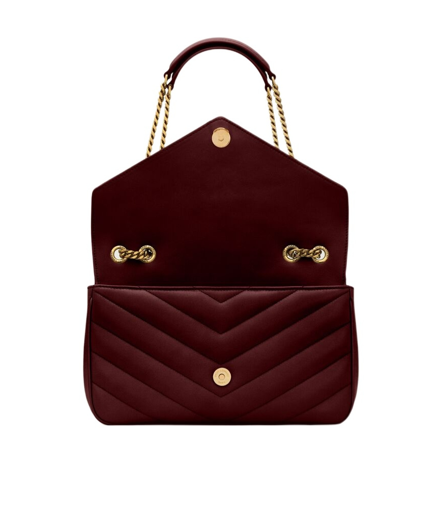 Saint Laurent Cherry Loulou Medium Shoulder Bag In Burgundy