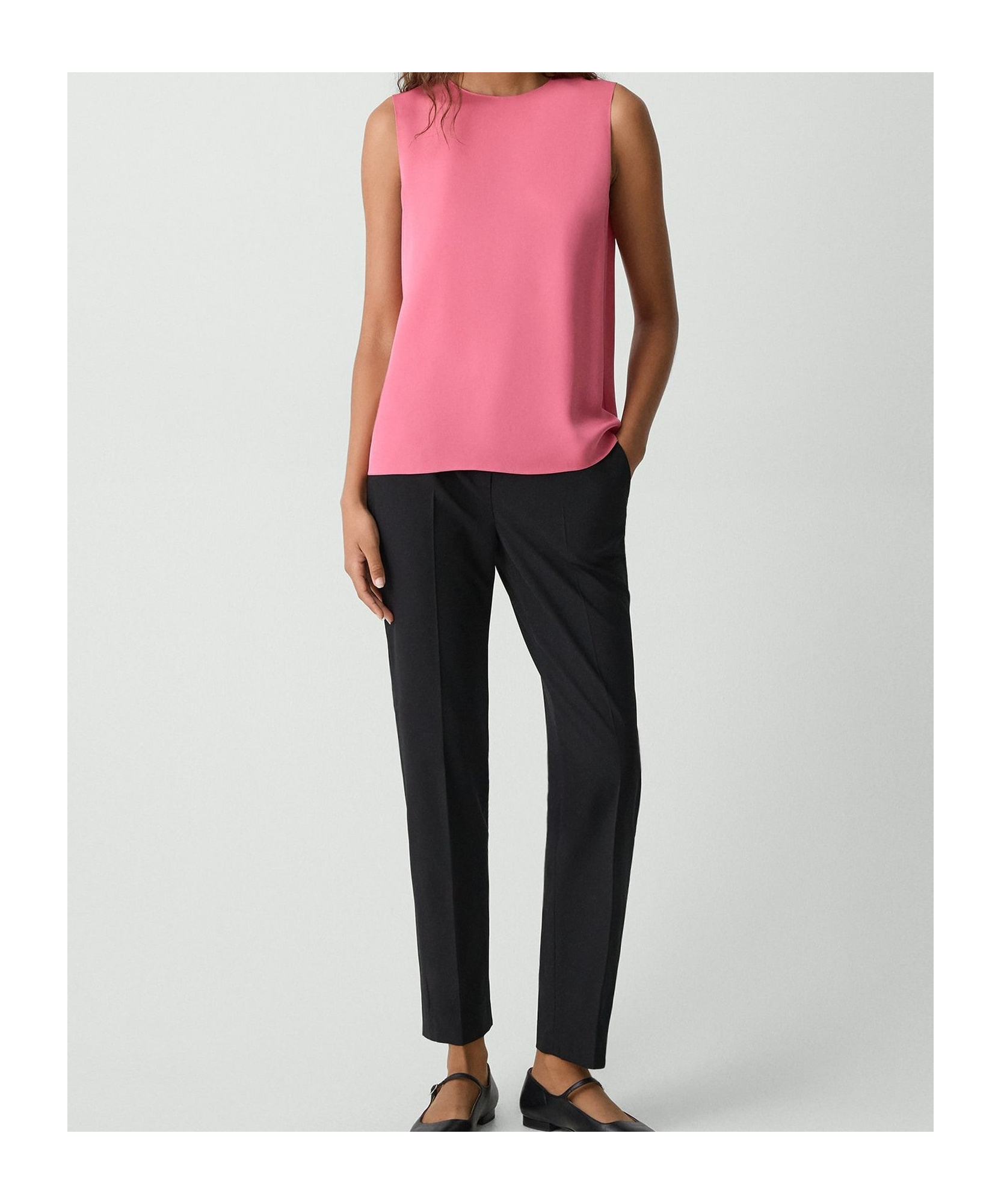 Theory Shell Top In Silk Georgette In Pink