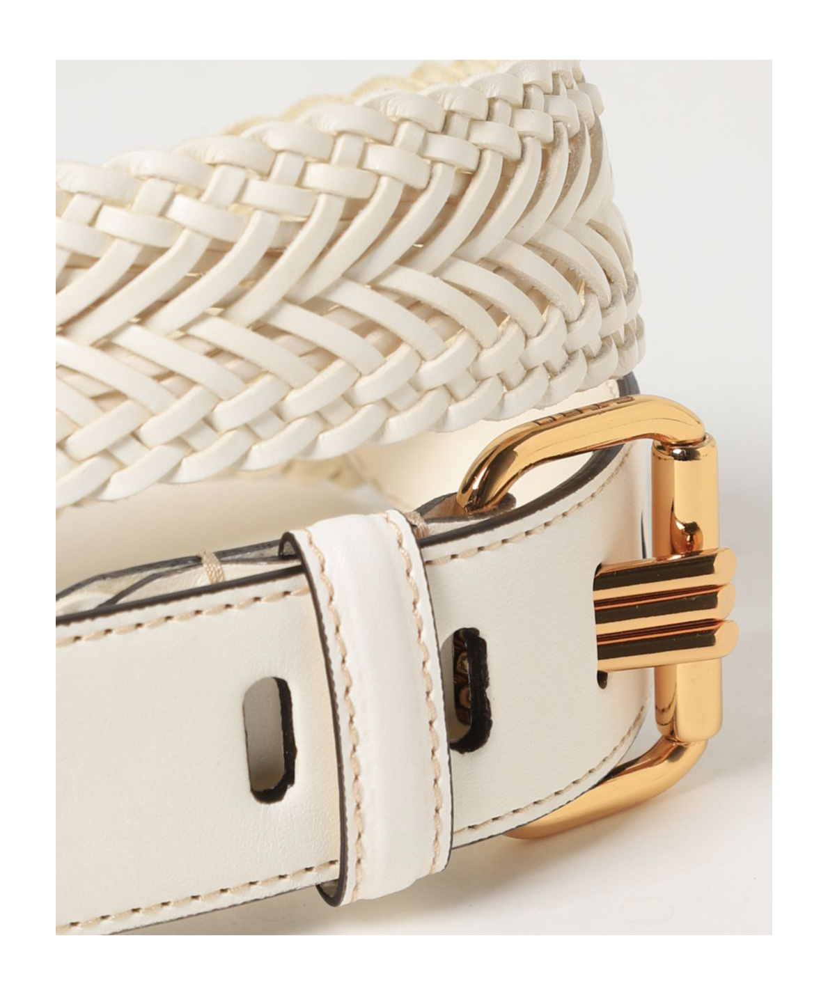 Etro Buckle Knitted Waist Belt In White