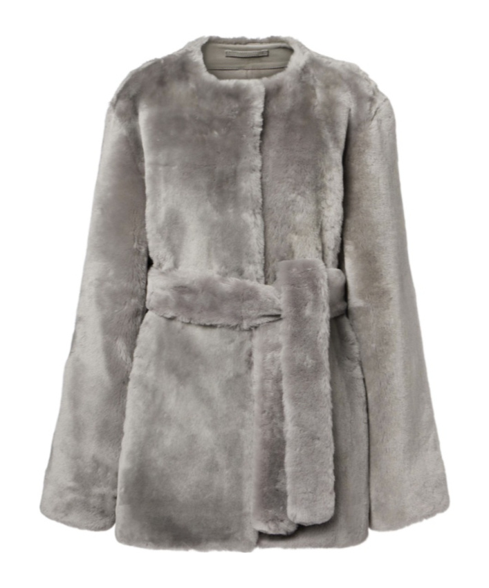 Totême Lace-up Plush Jacket In Gray