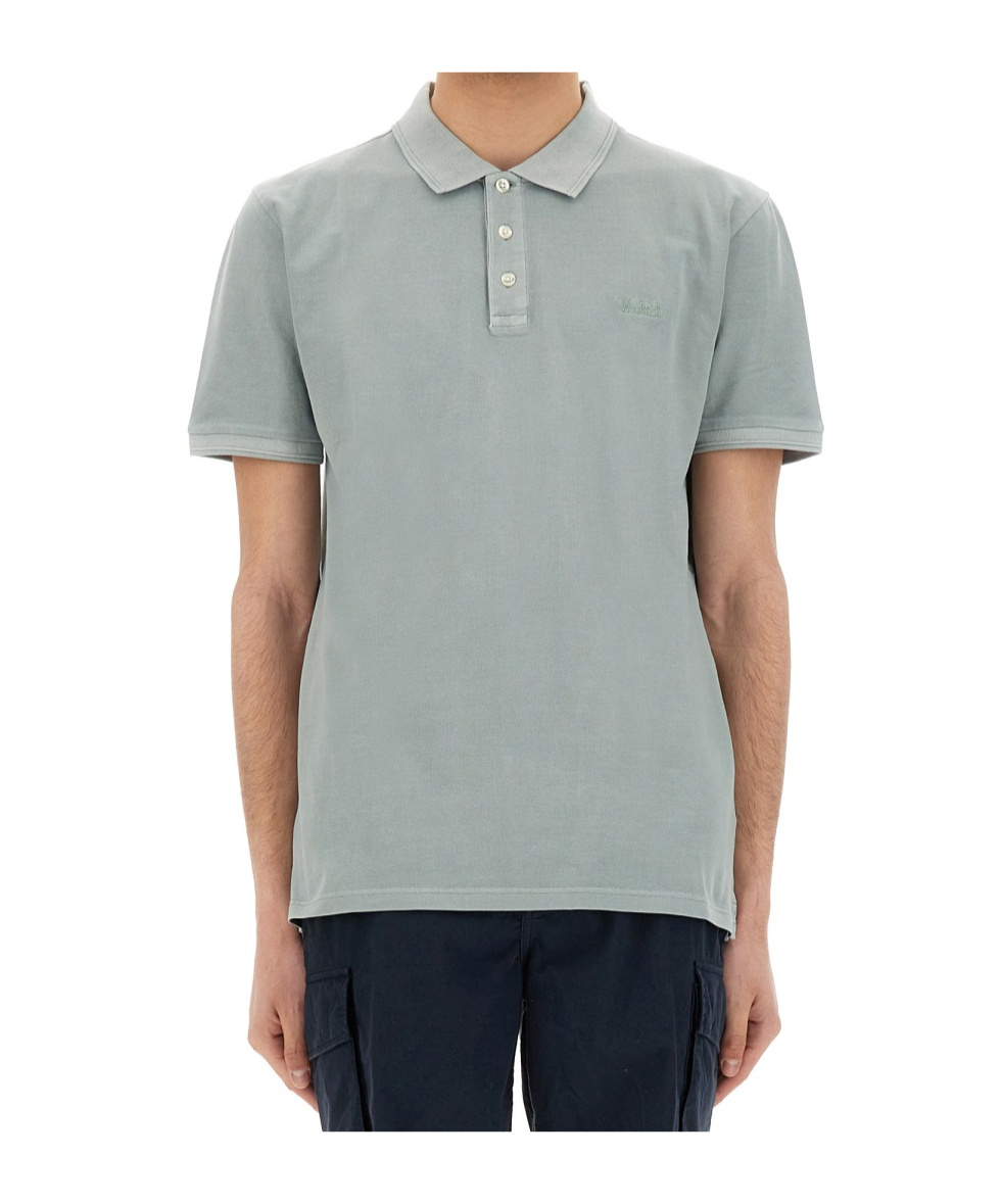 Woolrich "mackinack" Polo Shirt Short Sleeves In Chinois Green