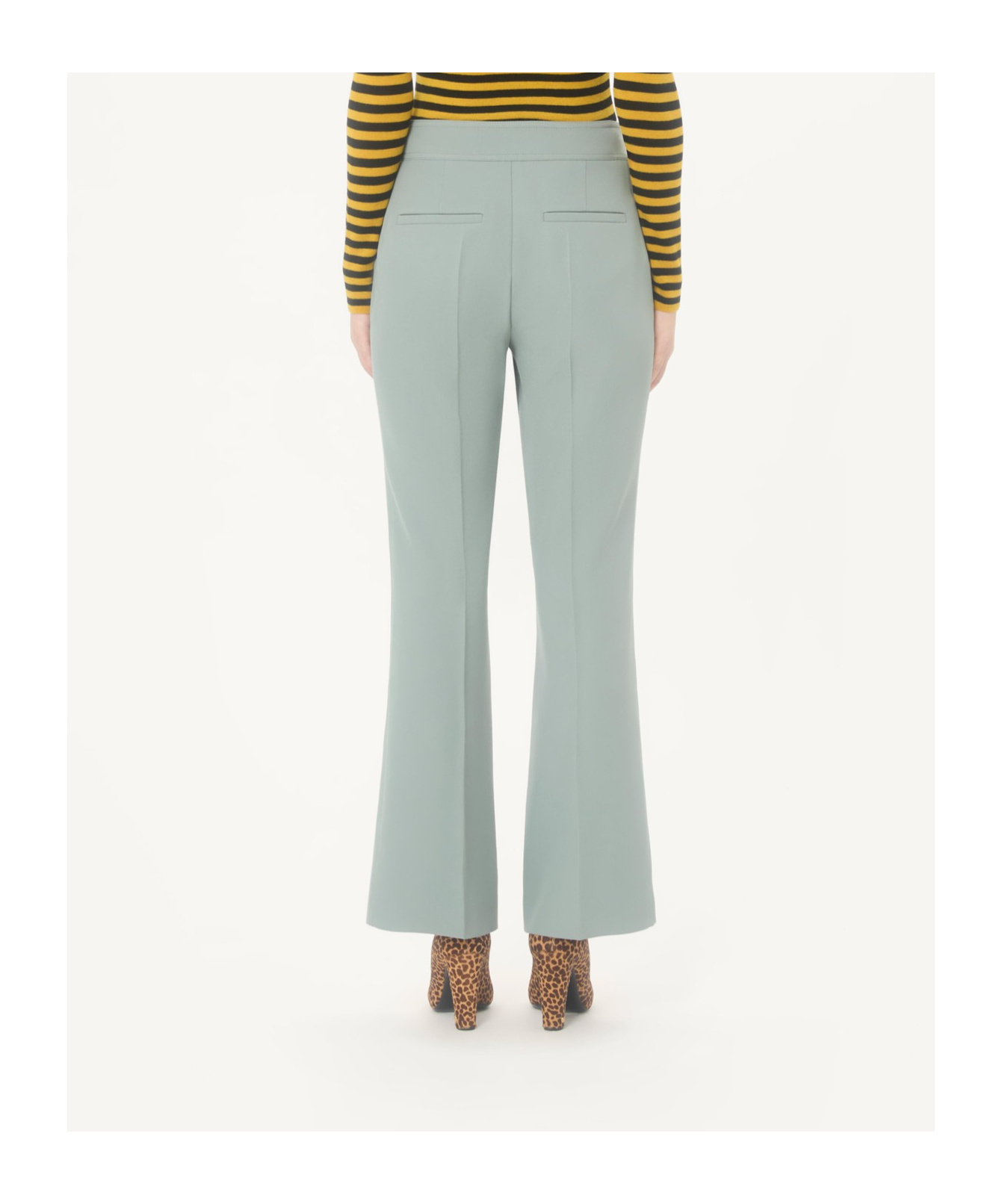 Valentino Light Diagonal Wool Trousers In Green