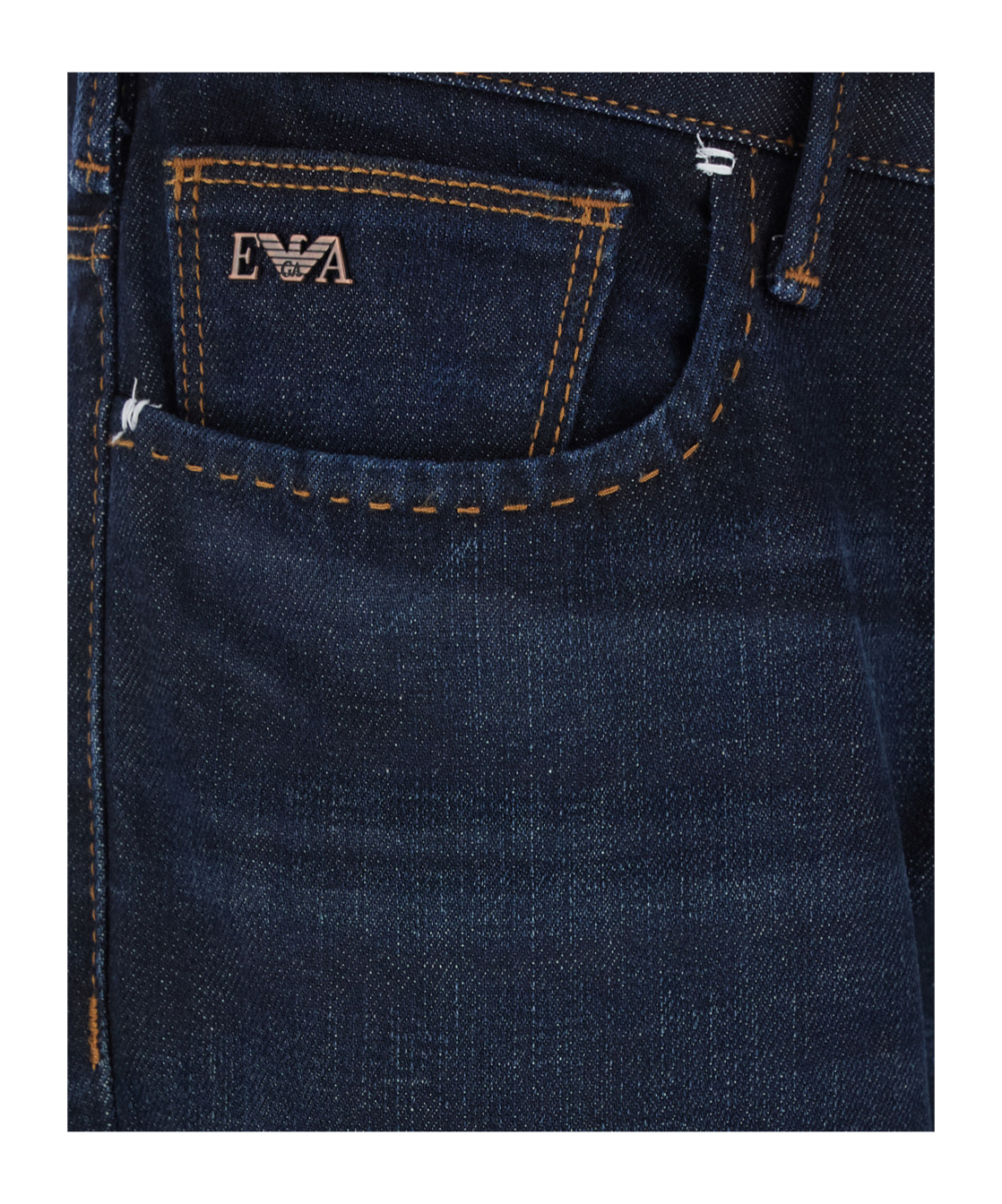 Emporio Armani Blue Five Pocket Jeans With Logo Patch On The Back In Black