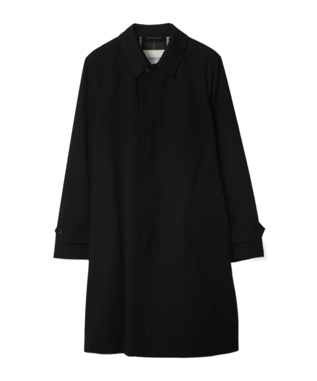 Burberry Pointed-collar Gabardine Coat In Black
