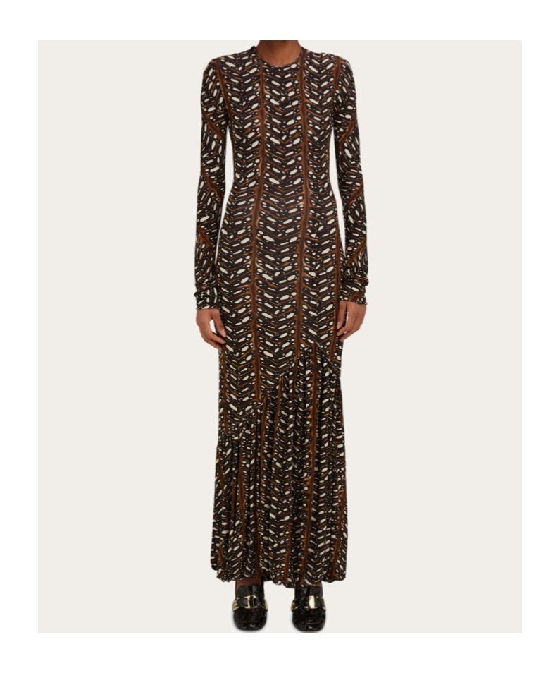Ferragamo Longline Stretch Dress In Brown